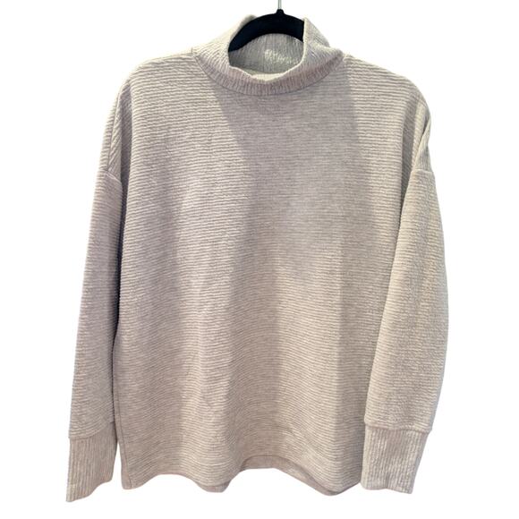90 Degree by Reflex Horizontal Quilted Mock Neck Pullover Sweater Top Small Gray - Picture 1 of 5